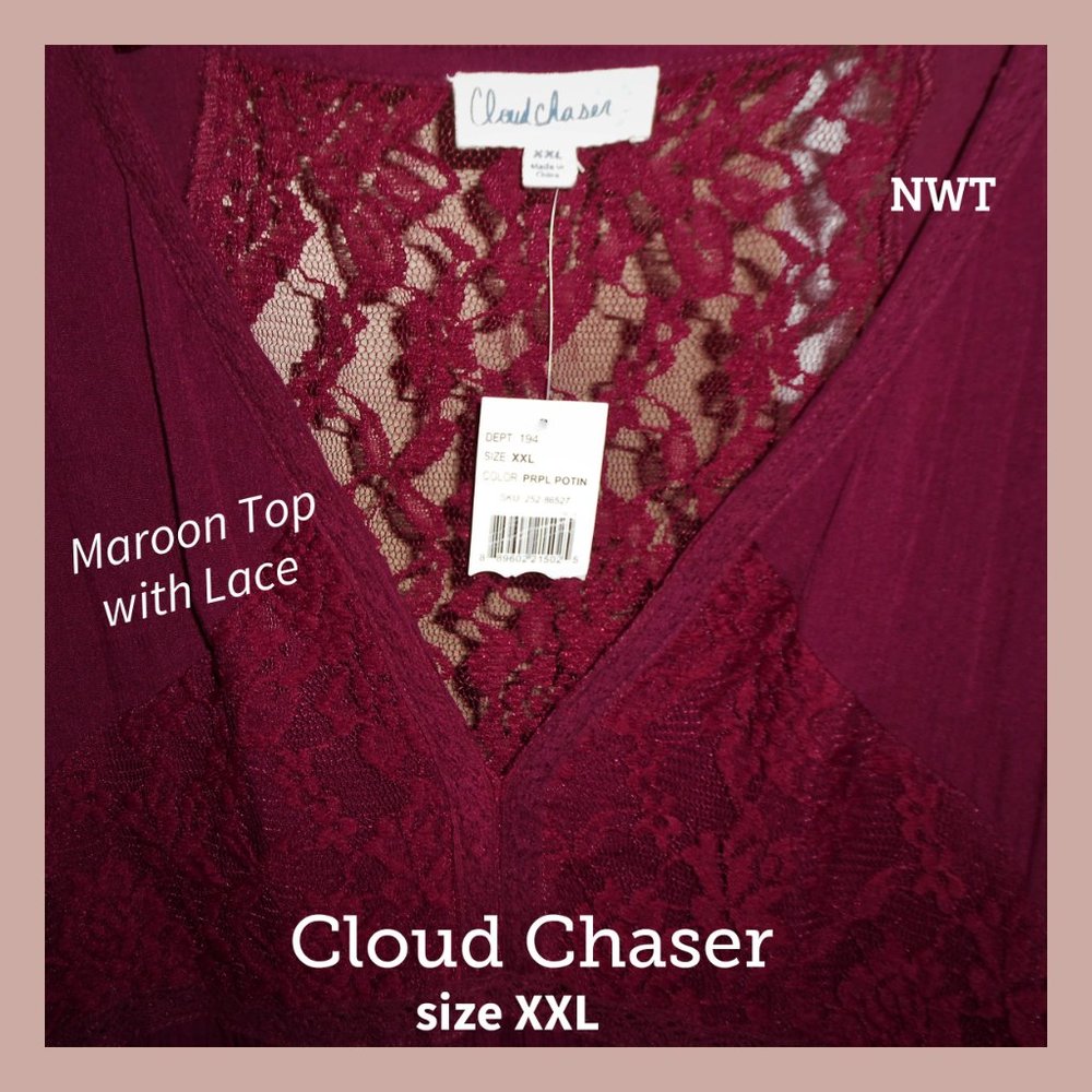 Boho Lace Top Wine Color NWT - Picture 6 of 16
